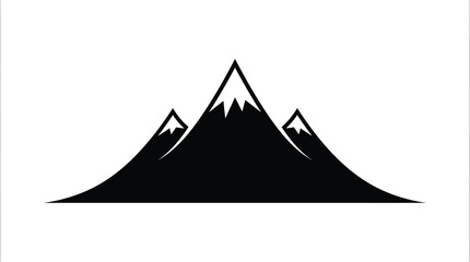 Mountain peak silhouette at night minimalist black and white vector illustration
