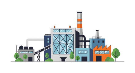 Fototapeta premium Industrial Factory Buildings with Chimney.