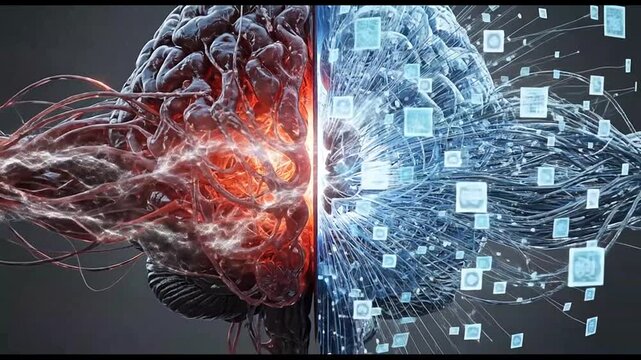 Abstract brain halves show emotional and logical thought processes