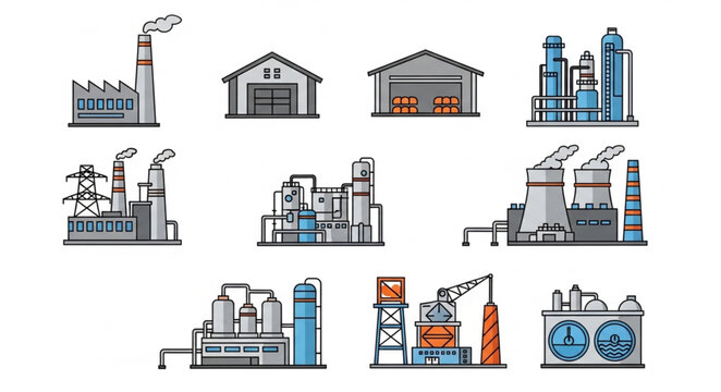 Industrial Factory Buildings and Equipment.