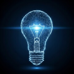 An isolated bright glass light bulb glows against a dark black background, symbolizing a creative electric energy solution and an innovative technology idea fueled by inspiration and power