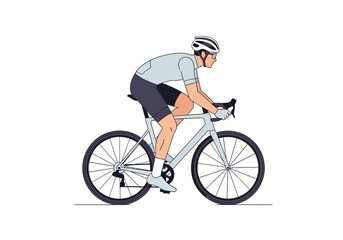 Fototapeta premium A cyclist riding a bicycle on a road from a side viewpoint