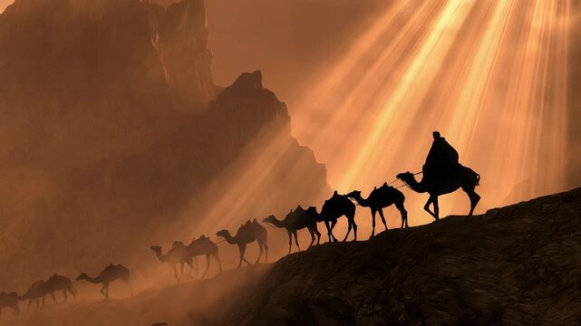 Biblical Scene of Abraham's Servant, Eliezer, Journeying to Mesopotamia, to Find a Wife for Isaac