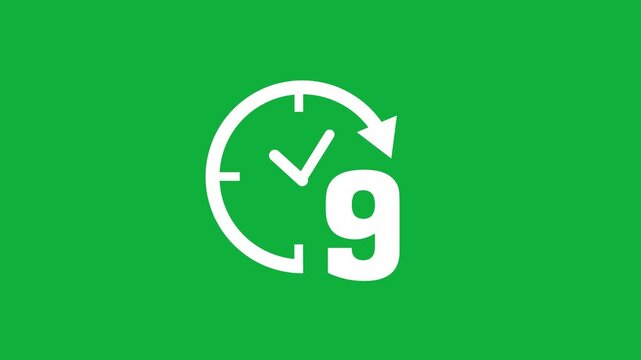 Nine hours duration animation clock time schedule countdown motion