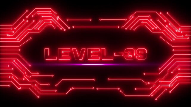 Strategic Level 39 Gaming Unlock Screen with Cyberpunk Neon Style and Professional Esports Player Interface. Achievement and Victory Success Concept.