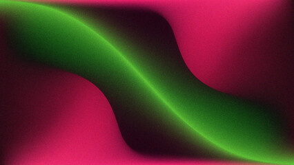Abstract green background with smooth digital waves and futuristic blue lines creating a curved...