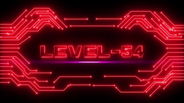 Level 54 Professional Gaming Milestone with Neon Glow Effects and Digital Player Interface.