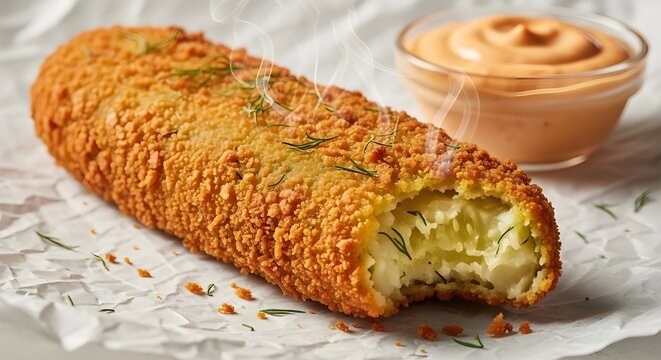 Close Up Thick Fried Pickle Spears, Golden Crispy Breading, Crunchy Dill Texture, Tangy Appetizer Macro, Irresistible Fried Snack Detail
