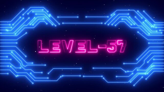 Modern Level 57 Gaming Achievement Interface with Neon Light Effects and Player Rank.