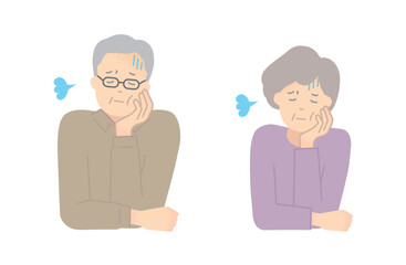 体がだるい高齢者のイラストベクター素材