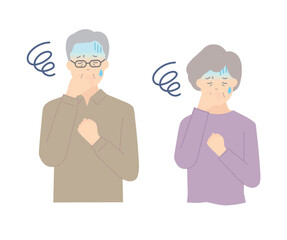 吐き気のある高齢者のイラストベクター素材