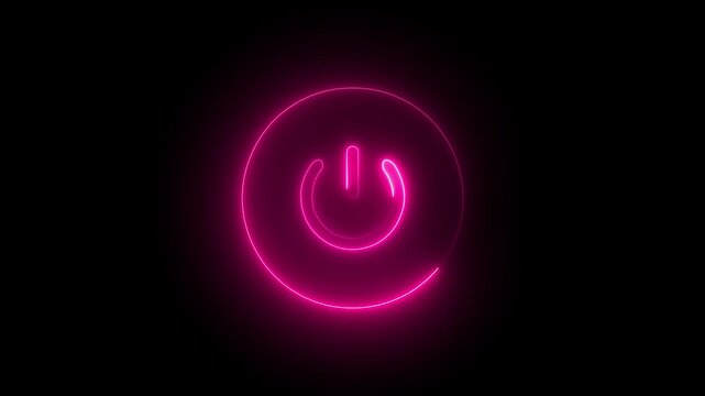 Neon power button animation glowing switch technology 