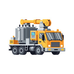 Naklejka premium Yellow Crane Truck with Mechanical Arm Illustration.