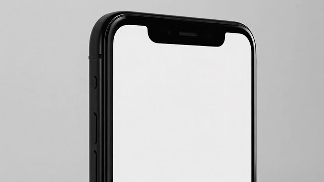 Modern black smartphone with a blank white screen for custom content display.