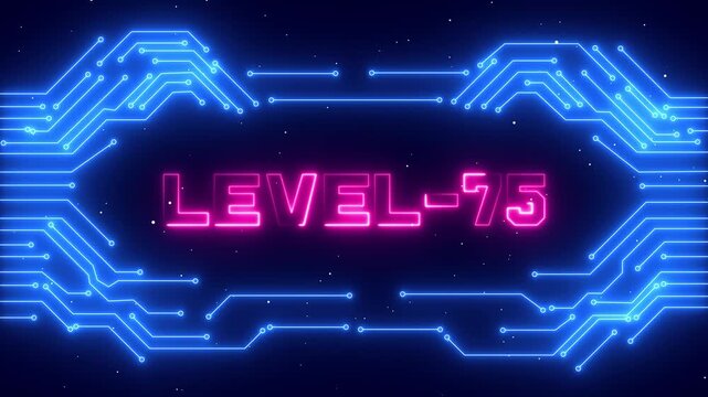 Level 75 Strategic Gaming Unlock Background with Neon Blue Style and Victory.