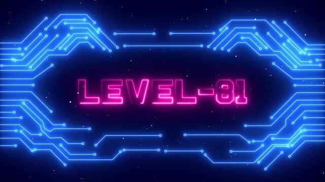 Level 81 Gaming Background with Neon Blue Light and Esports Victory Interface.