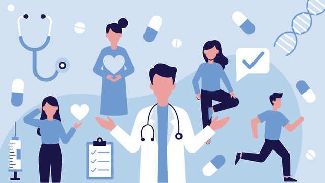 Doctor Explaining Treatment Options to Patients vector illustration