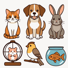 Obraz premium Cute Pets and Animals vector illustration