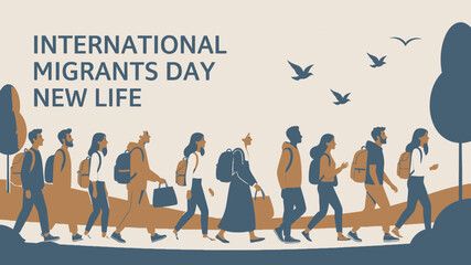 International Migrants Day New Life vector illustration