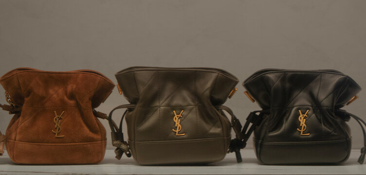 Jamie Mini shoulder pouch in leather or suede with Yves Saint Laurent's YSL Cassandre logo on the front. Milan - Italy,28 February 2026