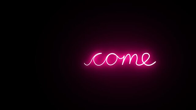 Handwritten neon welcome text animation video