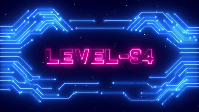 Level 94 Professional Gamer Milestone with Neon Glow and Victory Interface Screen.