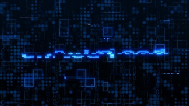 Glitch loading text on futuristic background