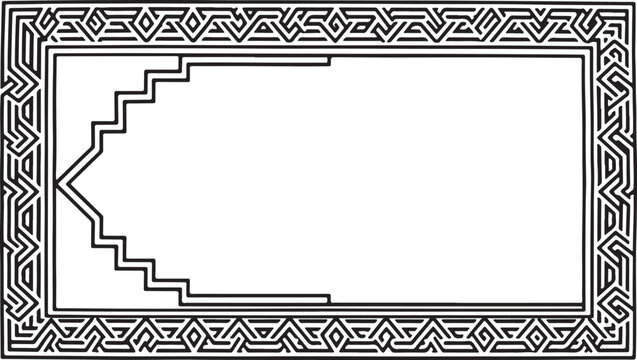 A black and white image of a rectangular frame with a celtic design