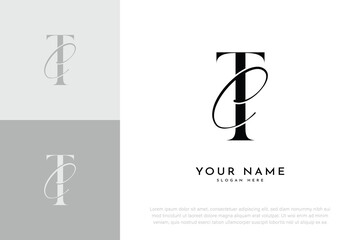 TC CT initial letter handwriting wedding monogram logo