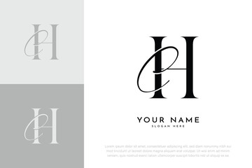 HC CH initial letter handwriting wedding monogram logo