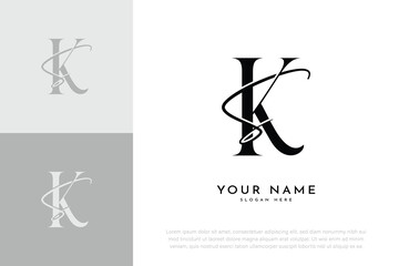 KS SK initial letter handwriting wedding monogram logo