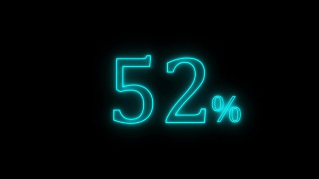 Neon Cyan  52 Percent Progress Indicator on Black Background