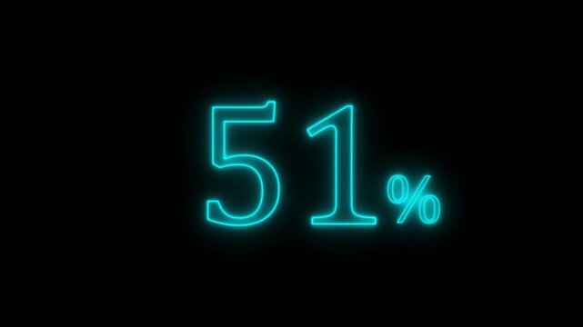Neon Cyan  51 Percent Progress Indicator on Black Background
