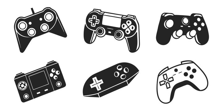 A collection of various video game controllers from different generations