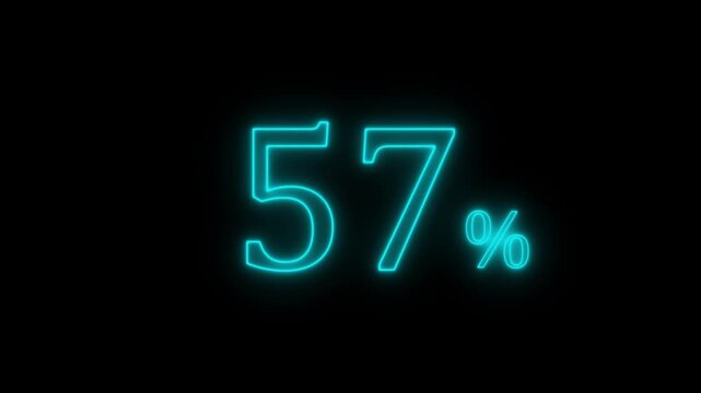 Neon Cyan 57 Percent Progress Indicator on Black Background