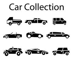 Fototapeta premium set of transport car glyph icons vector illustration