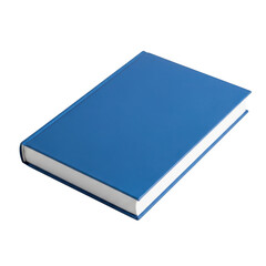 A blue book with a white background