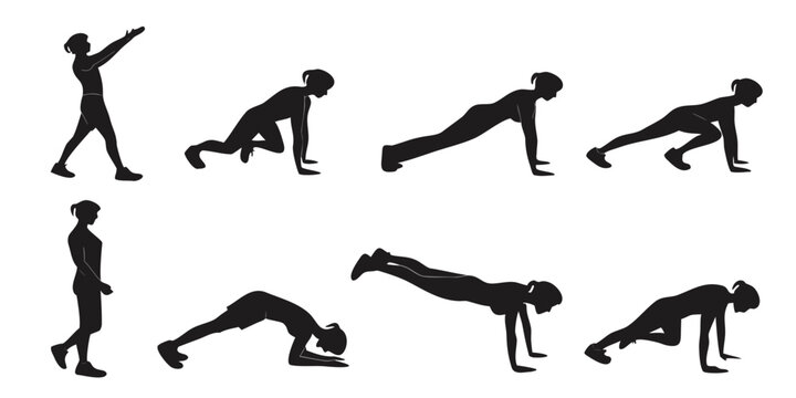 A series of illustrations depicting the correct form for performing push-ups.