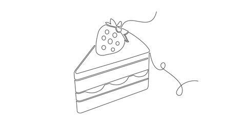 Strawberry shorthcake slice with cream line