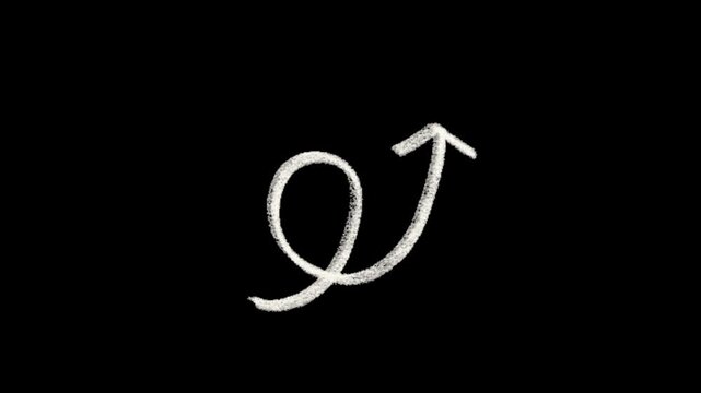 White hand drawn spiral arrow icon with doodle style isolated on transparent background for design element