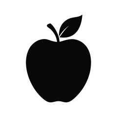 Fototapeta premium Black and white apple leaf silhouette vector illustration for graphic design, applesilhouette vector illustration