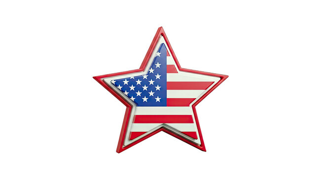 3D USA Flag Star Emblem