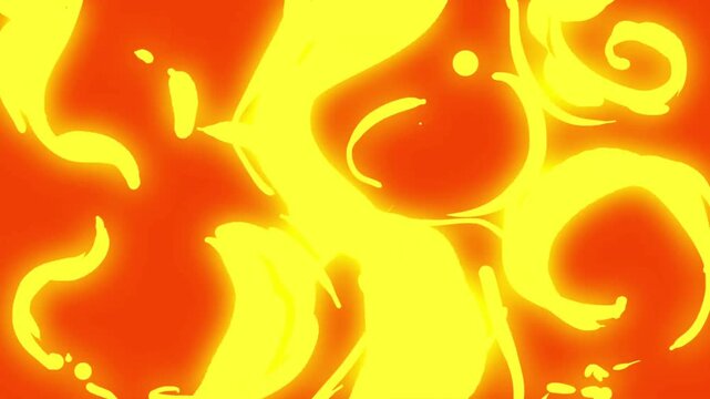 Dynamic cartoon fire flames animation with bright orange and yellow glow effect