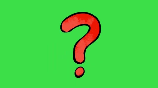 Red bouncing question mark animation on green screen background for video editing
