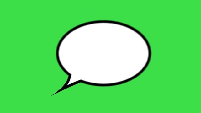White speech bubble pop up animation on green screen background for video editing