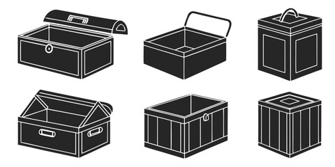 A collection of six vintage trunks and chests in various designs and sizes © Tff