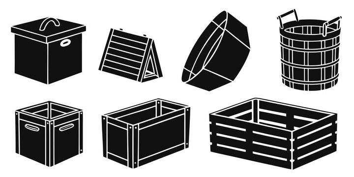 Variety of crates and baskets for storage and organization purposes