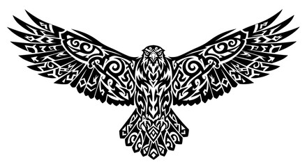 Fototapeta premium Ornate Eagle Illustration with Spread Wings.