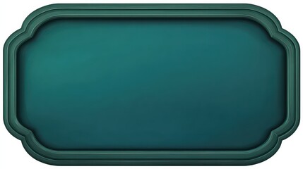 Abstract Teal Green Rectangular Sign with Ornate Frame, Simple Teal Gradient Fill, Decorative Edges, Classic Style, Isolated on White Background, Neutral Composition