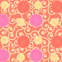 和柄＿花唐草模様＿着物＿01